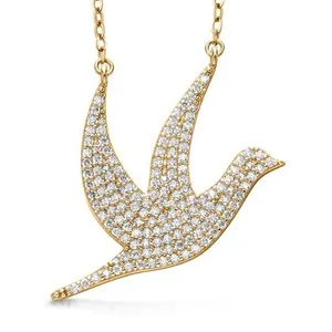 Authentic 925 Sterling Silver Hope Dove White Moissanite Pendant Necklace For Women
