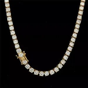 Authentic 15Ct Round Cut Lab Created Diamond Tennis Necklace 14k Yellow Gold Plated