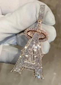 Authentic 2CT Round Cut Lab Created Diamond Letter A Pendant In 14K Two-Tone Gold Plated