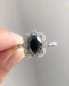 Authentic The Eternal Bond of Shadow and Light: 3Ct Oval Black Onyx Lab-Created Diamond Halo Wedding Ring