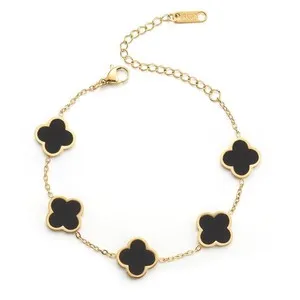 Authentic Lucky Harmony: 18K Gold Plated Four Leaf Clover Bracelet