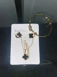 Authentic Gold-plated Clover Jewelry set