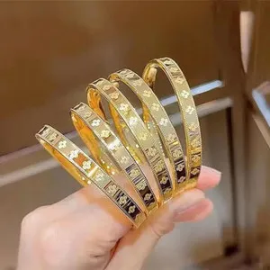 Authentic 18k gold plated clover gold bangle