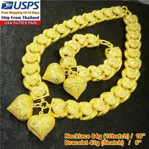 Authentic L11 24k Gold Plated Jewelry Pendant Necklace 10 baht 16" / Bracelet 10 baht 6"