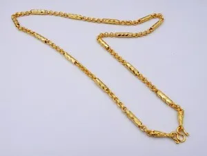 Authentic Mix Chain Link 22K 24K Thai Baht Yellow Gold Plated GP Necklace 24 inch Jewelry