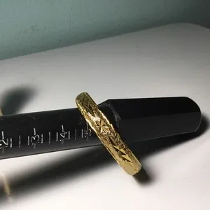 Authentic Ingraved Bangle Bracelet Thai Baht Yellow Gold Plated Small