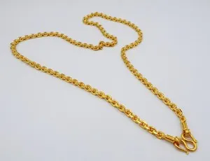 Authentic 4 MM Chain Necklace Thai Baht Yellow Gold Plated 22K 23k 24k Jewelry 20 inch