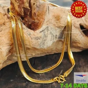 Authentic 5 MM Gold Plated Necklace 24 inch Thai Baht 22K 23K 24K Basic Women Men Jewelry