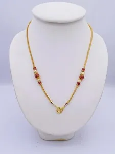Authentic 23K Yellow Gold Plated Bead Necklace Sukhothai Enamel Thai Baht Jewelry Women