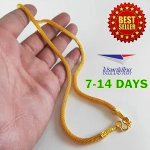 Authentic Gold Plated Necklace 20 inch Thai Baht 22K 23K 24K MESH LINK Women Jewelry GP