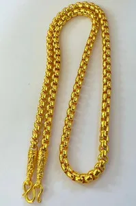 Authentic 3 Baht Chain Necklace Thai Baht Yellow Gold Plated 22K 23k 24k Jewelry 20 inches