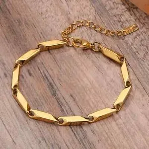 Authentic men's Bar Link Thai Baht Bracelet, Gold 23 CM Gold-Plated