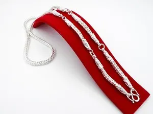 Authentic 5 Hoops Buddha Amulet Chain THAI BAHT White Gold Plated Necklace 27 Inch Jewelry