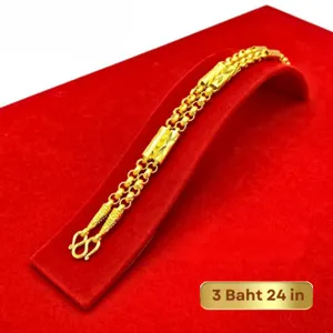 Authentic 23k 24k Chain GP Necklace Jewelry Thai Baht Gold Plated Yellow Pendant 24"