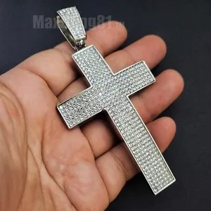 Authentic Full Iced Hip Hop Gold Plated Large Cross Cubic Zirconia Icy Bling Charm Pendant