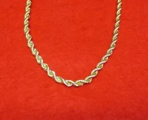 Authentic 14K GOLD PLATED 24" 5MM ROPE BLING BLING NECKLACE WITH MAGNETIC CLASP