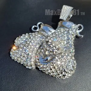 Authentic Iced Hip Hop Large Boxing Glove Bling Gold Plated Cubic Zirconia Charm Pendant