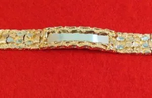 Authentic MENS 7,8, or 9 INCH 14KT GOLD PLATED NUGGET ID BRACELET BLING BLING IDB-100