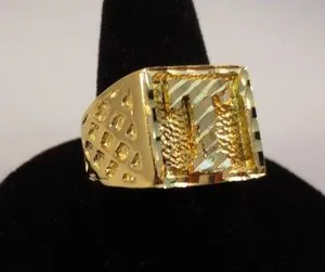 Authentic MENS 14KT GOLD PLATED BLING LETTER T INITIAL HIP HOP RING -SIZES 8-13