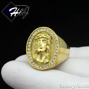 Authentic The Resplendent Visage of Faith: Sacred Gold-Plated Jesus Oval Signet