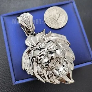 Authentic 14K Gold Plated LION HEAD LEO Hip Hop Style Bling Large Charm Pendant