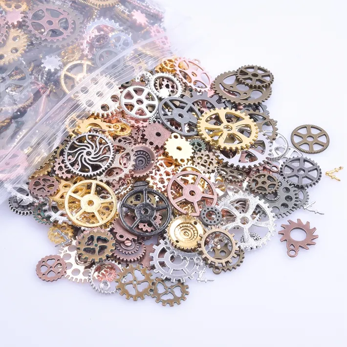 Authentic Vintage Random Punk Clock Gear Watch Charms Mix Color Mechanical Steampunk Pendant For Jewelry Making Accessories Bulk