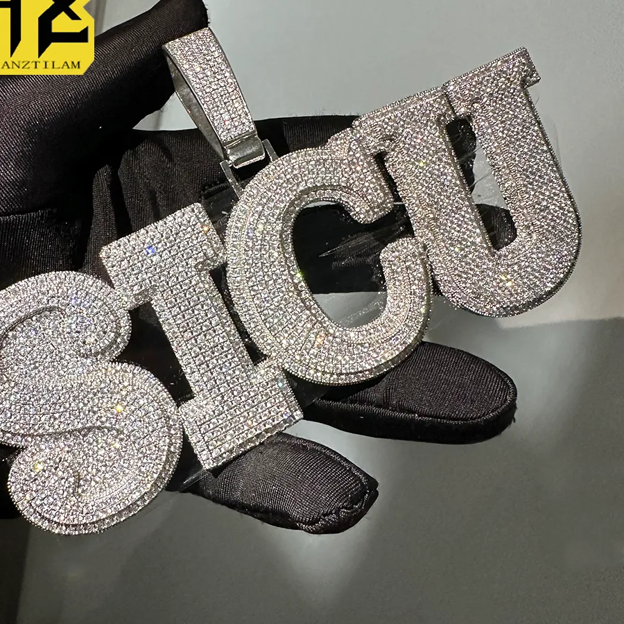 Authentic BIG Customized Name Letters Iced Out Pendant Necklaces For Men Women Bling Zircon Necklace Hip Hop Jewelry Free Shipping