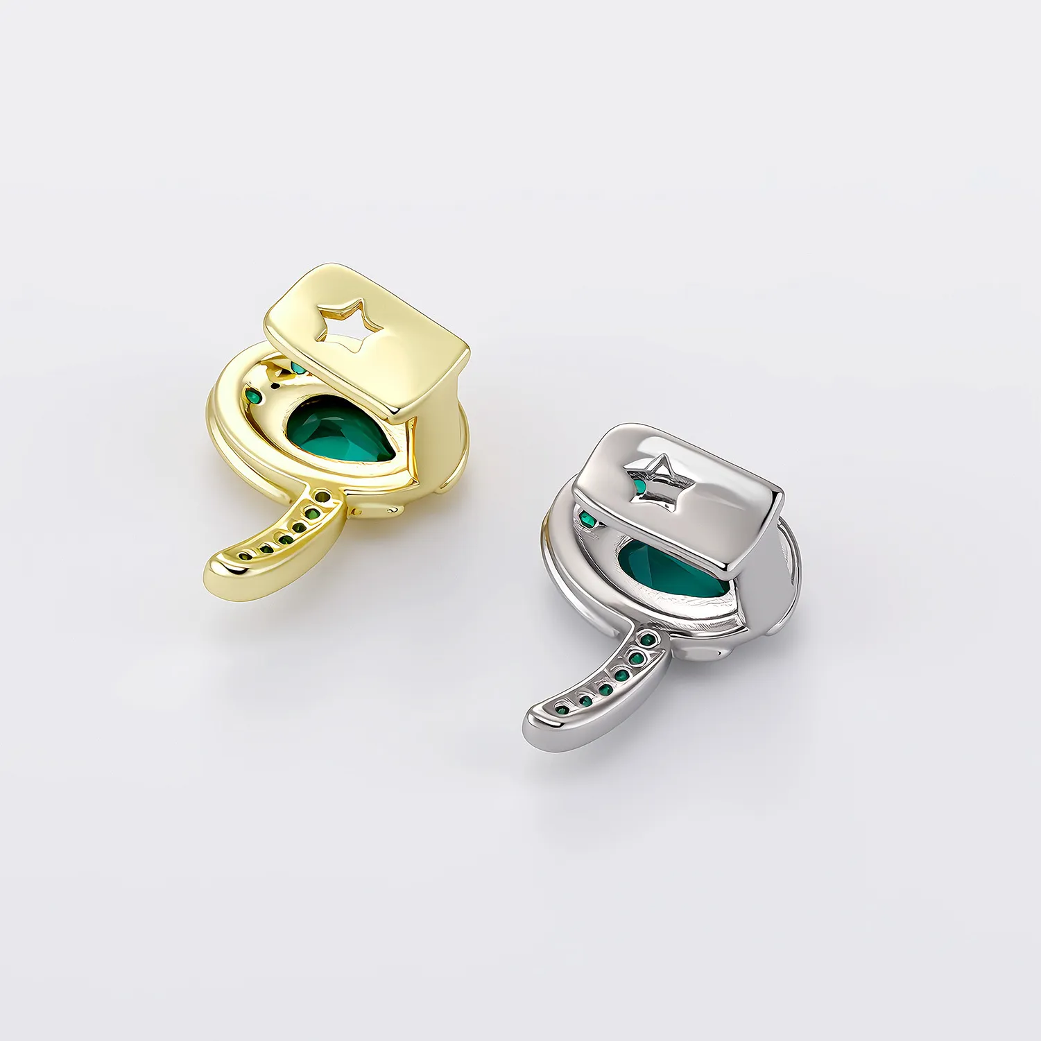 Authentic Single Tooth Grillz Teeth Jewelry Green CZ Snake Tooth Cover Bling Mouth Jewelry Hip Hop Streetwear Accessories