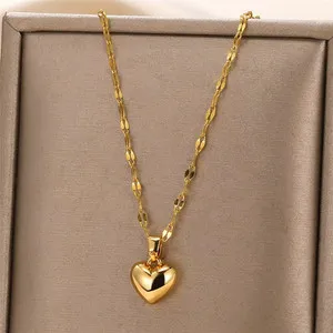 Authentic 14k yellow gold plated love heart necklace pendant 18'' chain included