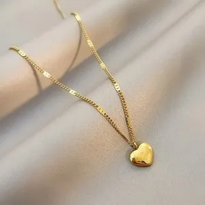 Authentic Heart Pendant Necklace 18K Gold Plated Puffy Love Charm