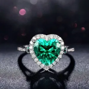 Authentic The Eternal Verdant Heart 18K White Gold Plated Birthstone Ring