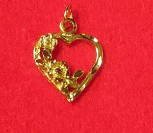 Authentic 14KT GOLD PLATED HEART LOVE CHARM PENDANT - 2074