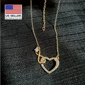 Authentic 18k Gold Plated Zircon Love Heart Necklace - Cute Sparkle Necklace