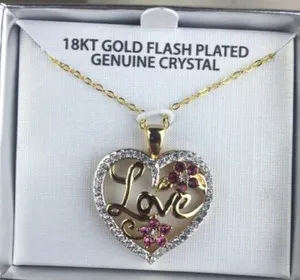 Authentic Jacmel Pendant Necklace 18K Gold Plated Love Heart Flower NWT JCM Valentine's