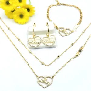 Authentic Love's Eternal Embrace: 14K Gold Plated Heart Set - A Triple Bond of Affection