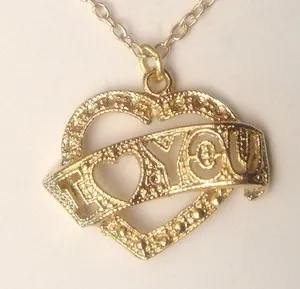 Authentic I Love You 18" Eternity Heart Necklace, Gold Plated; Valentine's Day,