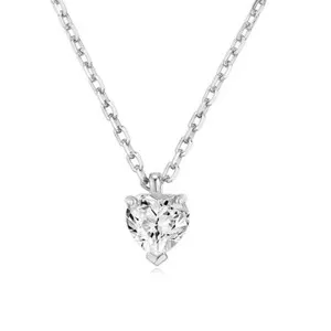Authentic Heart CZ GOLD Plated Necklace Simple Charm Pendant Love Cubic Zirconia