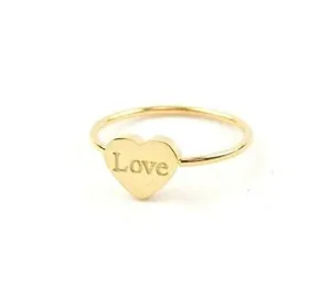 Authentic Gold Plated or Silver "Love" Heart Ring - Free Packaging