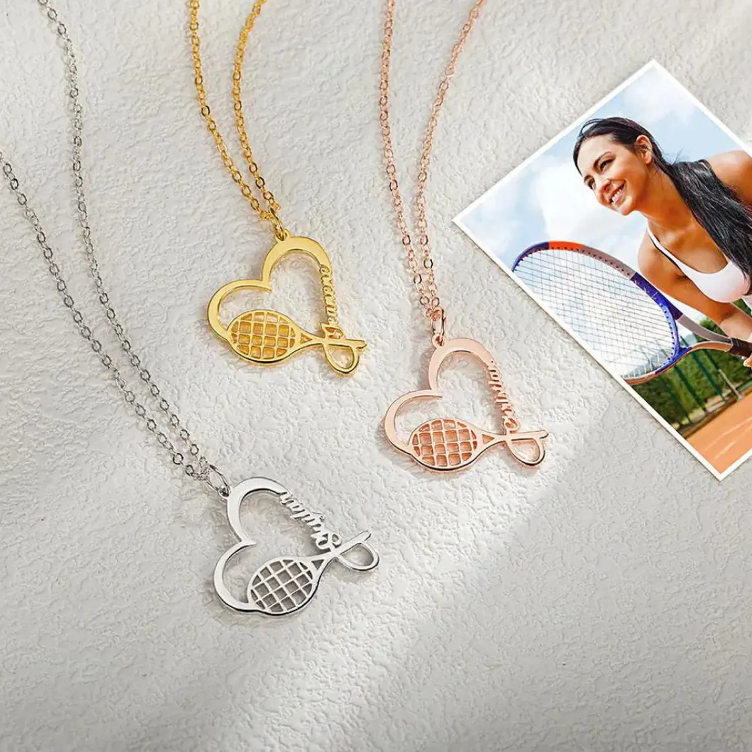 Authentic Golden Love Ace: Enchanted Tennis Racquet Name Pendant