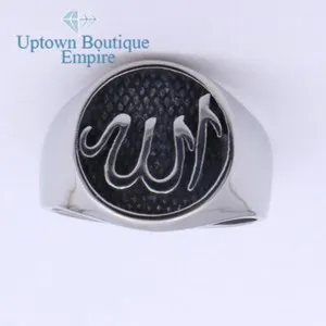 Authentic The Celestial Calligraphy Signet: Sacred Allah Gold-Plated Band