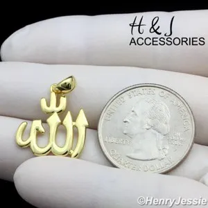 Authentic 925 STERLING SILVER SIMPLE GOLD PLATED/SILVER SMALL MUSLIM ALLAH PENDANT*ASP425