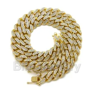Authentic Gold Plated Cubic Zirconia Allah Muslim & 18" Iced Cuban Chain Necklace