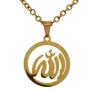 Authentic Radiant Crescent: The Golden Arabic Allah Pendant Chain
