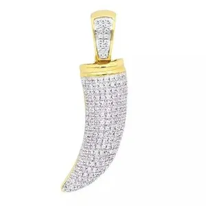 Authentic 1.5" Wolf Fang Men's Pendant 14K Yellow Gold Plated 1.50 Ct D/VVS1 Moissanite