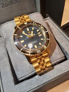 Authentic Zodiac Super Sea Wolf ZO9308 18K Gold Plated Limited Edition Full Set