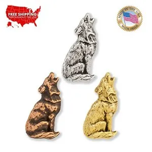 Authentic Creative Pewter Designs Wolf Howling Lapel Pin or Tie Tack, M042MP