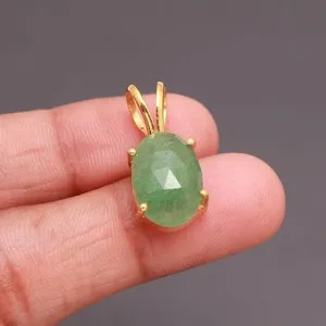 Authentic Natural Green Strawberry Oval Chain Pendant Gold Fill 925Sterling Silver Jewelry