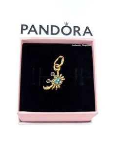 Authentic 100% Authentic PANDORA 14k Gold Plated Blue Crab Dangle Charm 764684C01
