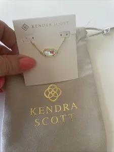 Authentic Kendra Scott Elisa Dichroic Glass Necklace Gold Plated Without Tags