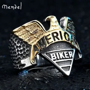 Authentic MENDEL Mens Gold Plated Motorcycle Biker Eagle Ring Size 7-15